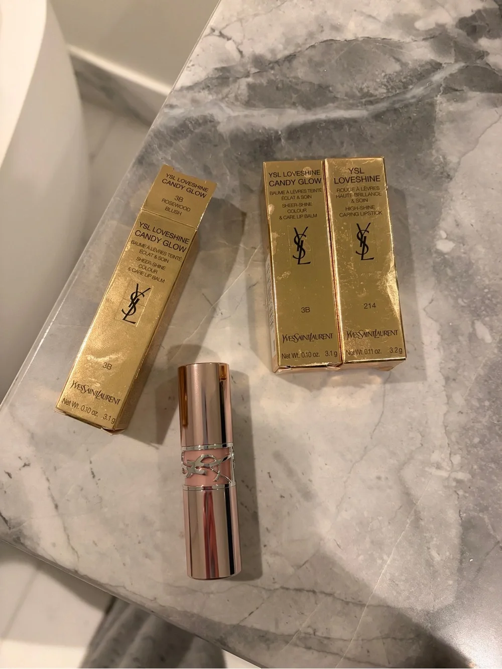 Yves Saint Laurent Gold Lip Trio - Loveshine + Candy Glow